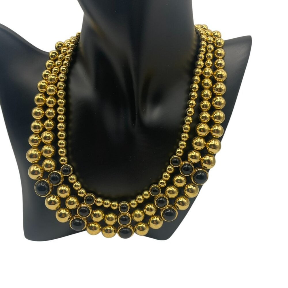 **Rare Vintage Rona Gold and Black 16" Necklace
